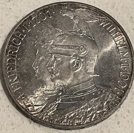 1901 GERMAN STATES PRUSSIA WILHELM II Antique Silver 5-Mark Silver Coin Uncirculated (1 of 4)