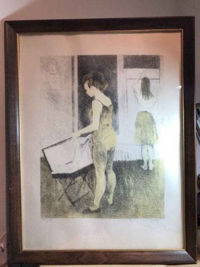 Noted Scarce RAPHAEL SOYER Pencil Signed Lithograph 125/125 Frame Size 20" x 26" Preowned (1 of 5)