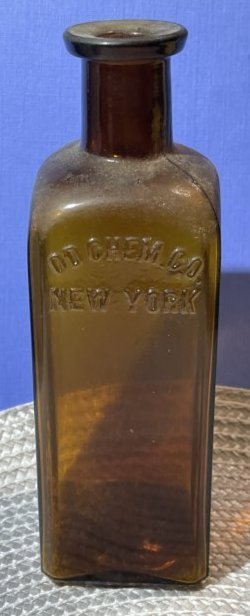 Vintage OD Chemical Co New York Amber Glass 4-Sided Medicine Bottle in VG Condition #274 (1 of 6)