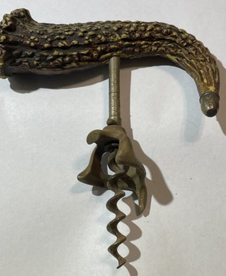 Vintage Scarce ANTLER Handle Corkscrew 5" Wide. (1 of 5)