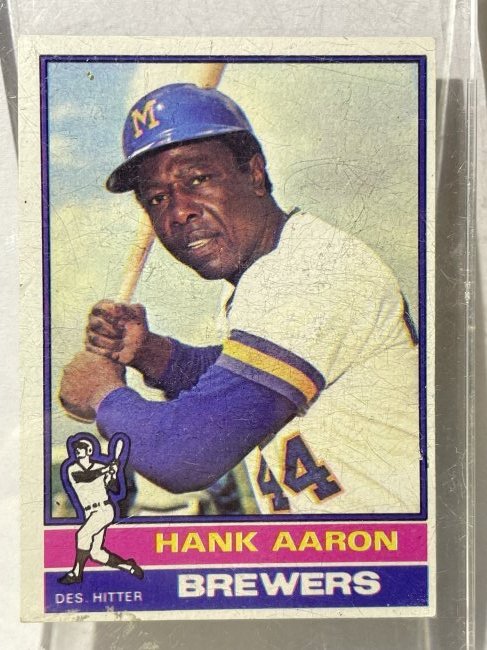 HANK AARON #550 BASEBALL CARD NICE CORNERS. FREE DOMESTIC SHIPPING.: HANK AARON #550 BASEBALL CARD NICE CORNERS. FREE DOMESTIC SHIPPING. CARDS ARE IN REAL NICE SHAPE BUT SOME OF THE LUCITE HOLDERS HAVE SCRATCHES AND STICKER RESIDUE.