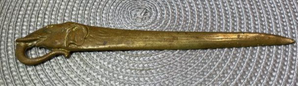 Vintage Solid Copper/Brass Letter Opener with Elephant Motif 8" Long as Pictured. (1 of 4)