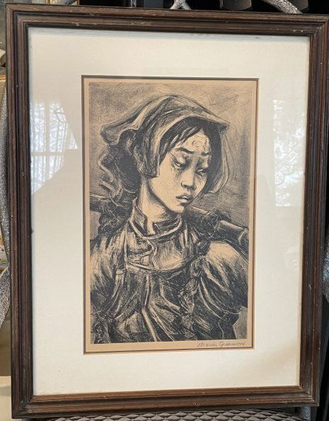 Scarce Original Hand Signed Lithograph by Marion Greenwood Frame Size 15.5" x 19.5" as Pic'd (1 of 3)