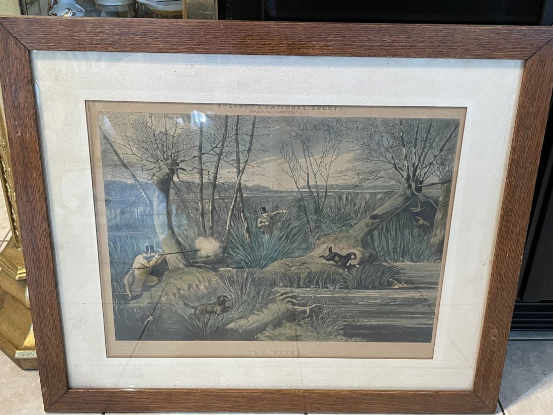 HENRY THOMAS ALKEN (ENGLISH, 1785-51), "WATER" ENGRAVING PRINT 22.5" X 26": HENRY THOMAS ALKEN (ENGLISH, 1785-51), "WATER" ENGRAVING PRINT FRAME SIZE 22.5" X 26" PREOWNED FROM AN ESTATE.