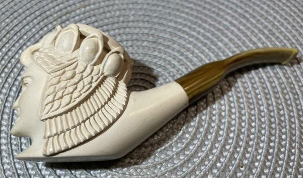 Vintage Meerschaum Hand-Carved Head Pipe with Repaired Crown as Pictured. (1 of 7)