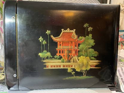 Mid-Century Vietnamese Lacquered Wood Photo Album Unused with No Photographs 11.5" x 15.5": Mid-Century Vietnamese Lacquered Wood w/Acrylic Painted Scene Photo Album Unused w/No Photographs 11.5" x 15.5" in Good Preowned Condition.