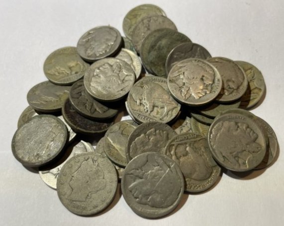 40 No Date Buffalo & Some Liberty V-Nickel's in Circulated Conditions Good for Jewelry Making: 40 No Date Buffalo & Some Liberty V-Nickel's in Circulated Conditions Good for Jewelry Making as Pictured. $6 Domestic Shipping.