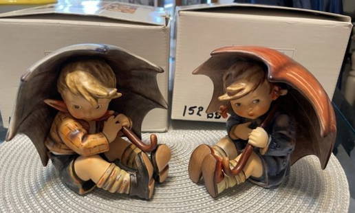 Umbrella Boy & Girl Hummel Figurines TMK-6 (5" Tall) with Original Boxes in Pristine Condition.: Umbrella Boy & Girl Hummel Figurines TMK-6 (5" Tall) with Original Boxes in Pristine Condition. $18 DOMESTIC INHOUSE SHIPPING.