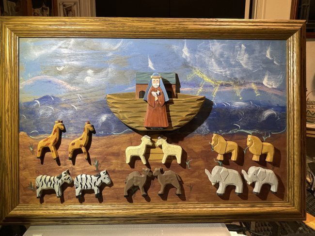 Vintage All Wood & Acrylic 3-D NOAH'S ARK Framed Artwork (Frame Size 15" x 22.5") Preowned: Vintage All Wood & Acrylic 3-D NOAH'S ARK Framed Artwork (Frame Size 15" x 22.5") Preowned from an Estate. Very Nicely Made. $20 DOMESTIC INHOUSE SHIPPING.