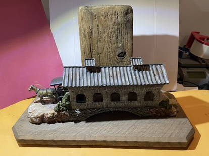 Vintage Amish Wood & Resin Hand Made Horse Buggy/Covered Bridge Scene 10.50" x 15.50" Repurposed.: Vintage Amish Wood & Resin Hand Made Horse Buggy/Covered Bridge Scene 10.50" x 15.50" w/Repurposed Wood as Pic'd. $18 DOMESTIC INHOUSE SHIPPING.
