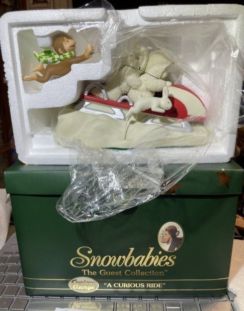 "A Curious Ride" Snowbabies Guest Collection Figurine RETIRED New in Box as Pictured.: "A Curious Ride" Snowbabies Guest Collection Figurine RETIRED New in Box as Pictured. $15 Domestic Inhouse Shipping.