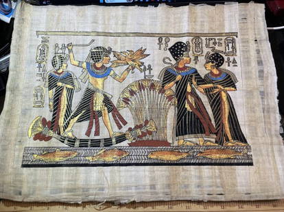 Original Egyptian 12.5" x 16.5" Papyrus Artwork Painting Preowned from an Estate as Pictured.: Original Egyptian 12.5" x 16.5" Papyrus Artwork Painting Preowned from an Estate as Pictured. $10 DOMESTIC INHOUSE SHIPPING.