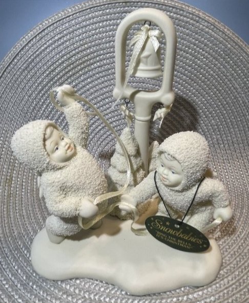Department 56 "Ring the Bells... It's Christmas! Snowbabies Figurine in Good Preowned Condition.: Department 56 "Ring the Bells... It's Christmas! Snowbabies Figurine in Good Preowned Condition. $10 Domestic Inhouse Shipping. (On Multiple Lots Won, The Shipping Fee will be Combined or Adjusted Acc