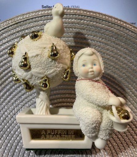 Department 56 Snowbabies "Puffin in a Pear Tree" Figurine in Good Preowned Condition.: Department 56 Snowbabies "Puffin in a Pear Tree" Figurine in Good Preowned Condition. $7 Domestic Inhouse Shipping. (On Multiple Lots Won, The Shipping Fee will be Combined or Adjusted Accordingly)