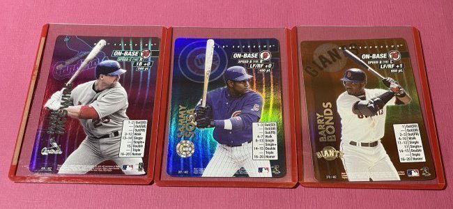 MLB Showdown 2001 Barry Bonds, Mark McGwire, & Sammy Sosa Foil Halo Baseball Cards. Scarce Set of 3. (1 of 5)