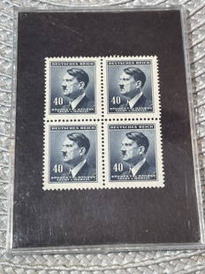 Bohemia/Moravia Mint Block of 4 Hitler Stamps in a Hard Plastic Holder as Pictured.: Bohemia/Moravia Mint Block of 4 Hitler Stamps in a Hard Plastic Holder as Pictured. Receive Stamps as Pictured. $5 Domestic Inhouse Shipping.