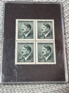Bohemia/Moravia Mint Block of 4 Hitler Stamps in a Hard Plastic Holder as Pictured.: Bohemia/Moravia Mint Block of 4 Hitler Stamps in a Hard Plastic Holder as Pictured. Receive Stamps as Pictured. $5 Domestic Inhouse Shipping.
