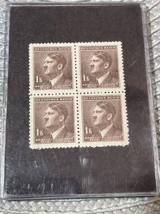 Bohemia/Moravia Mint Block of 4 Hitler Stamps in a Hard Plastic Holder as Pictured.: Bohemia/Moravia Mint Block of 4 Hitler Stamps in a Hard Plastic Holder as Pictured. Receive Stamps as Pictured. $5 Domestic Inhouse Shipping.