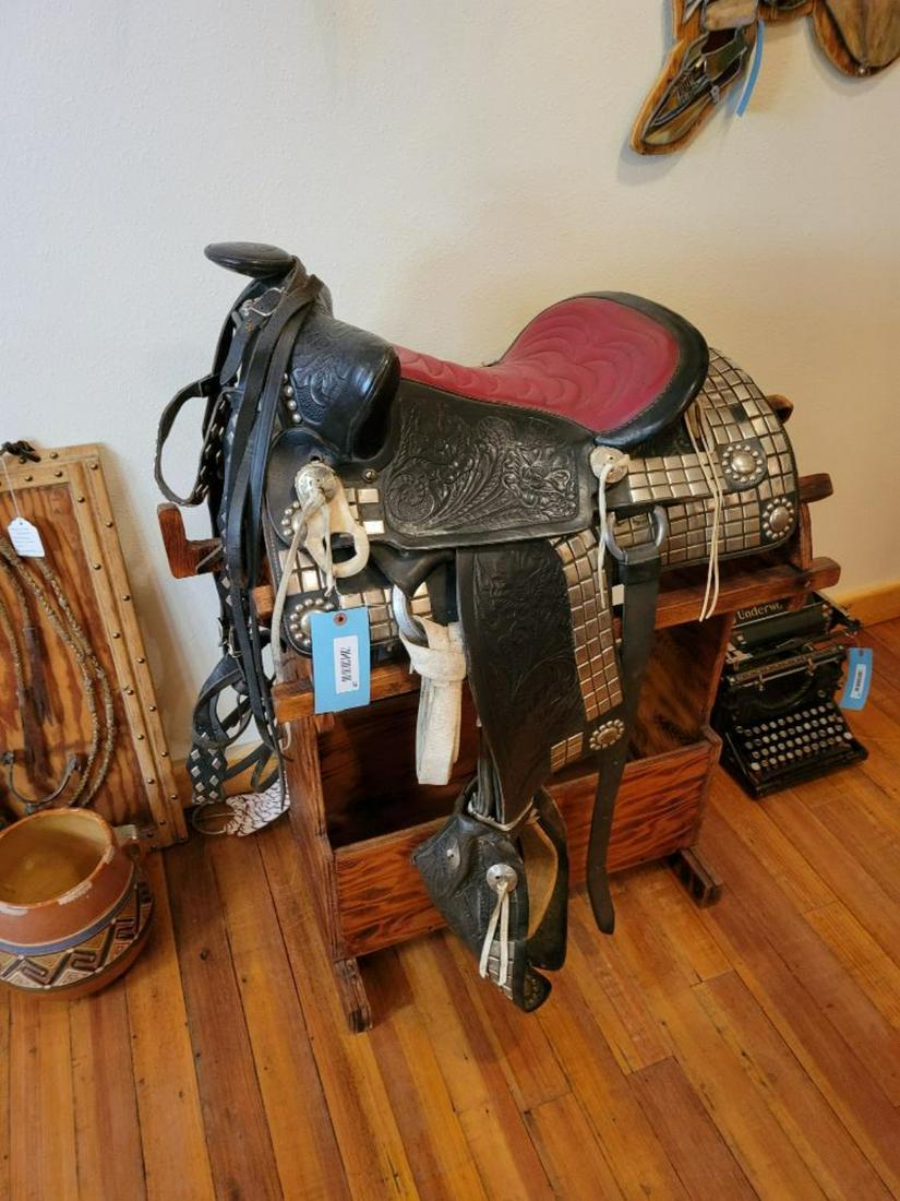 Big Horn Leather Silver Show Saddle with Bridle (1 of 6)