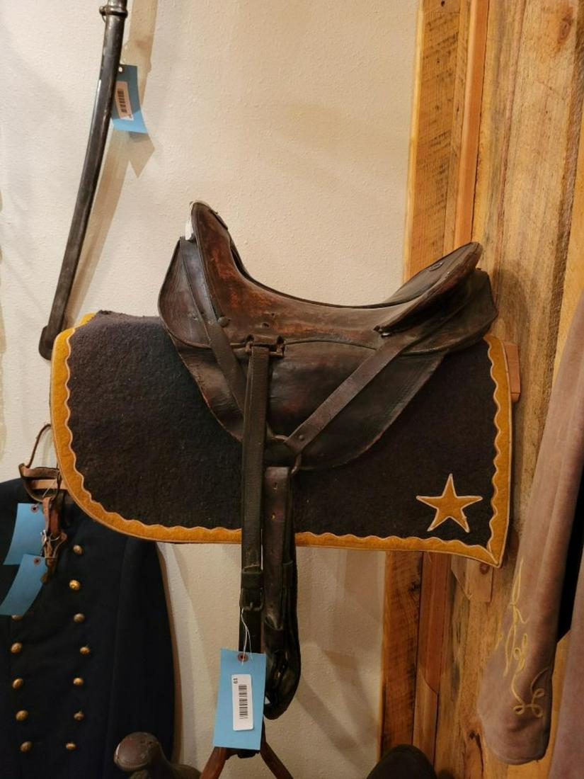 US Issued Saddle with Saddle Blanket, with wooden stirrups: Post Civil War