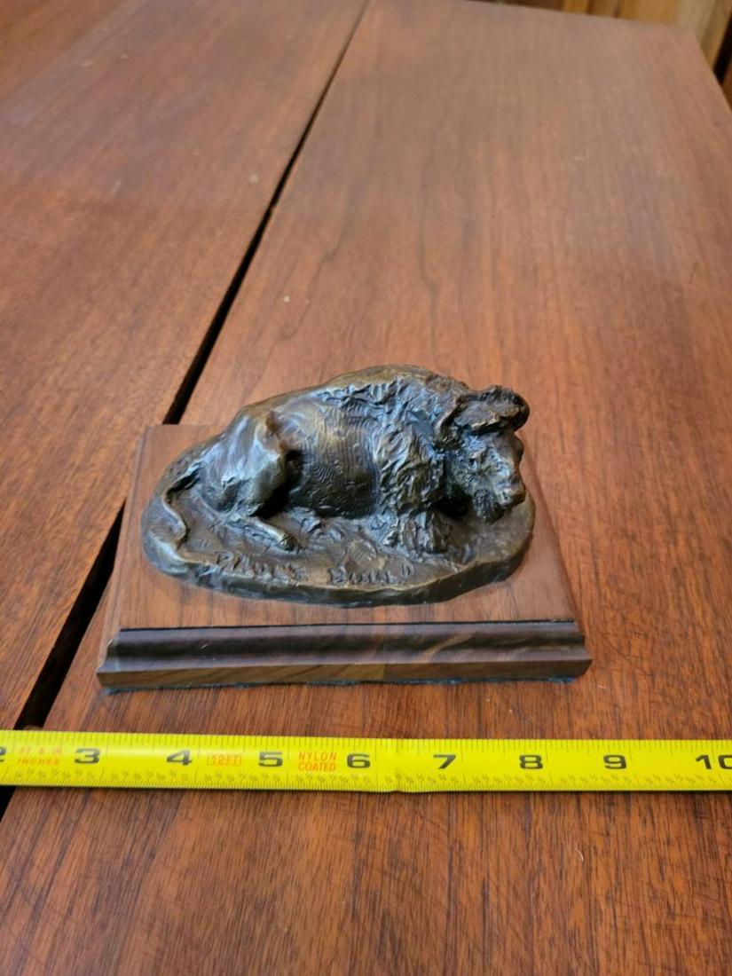 Small Bronze Buffalo on wooden base: Bob Scriver (deceased) - "Paul's Bull" 1983
