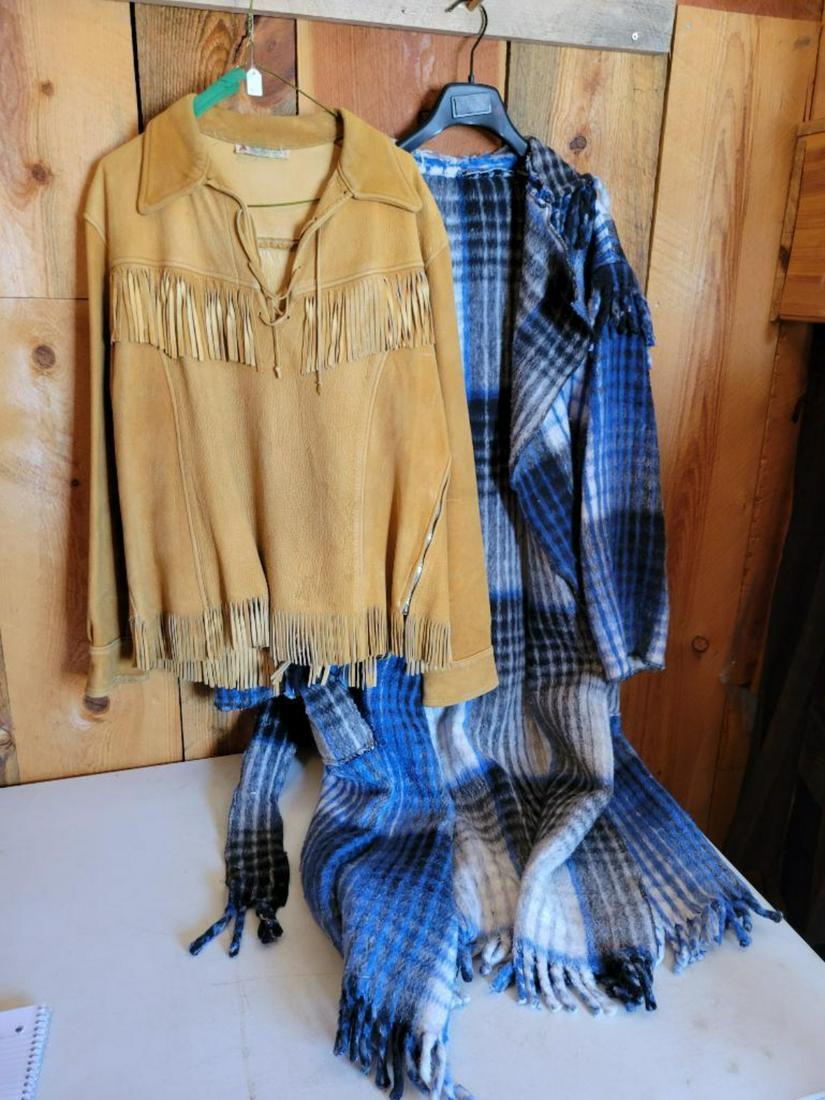 XL Buckskin Jacket with fringes, and Flannel Cardigan (1 of 4)