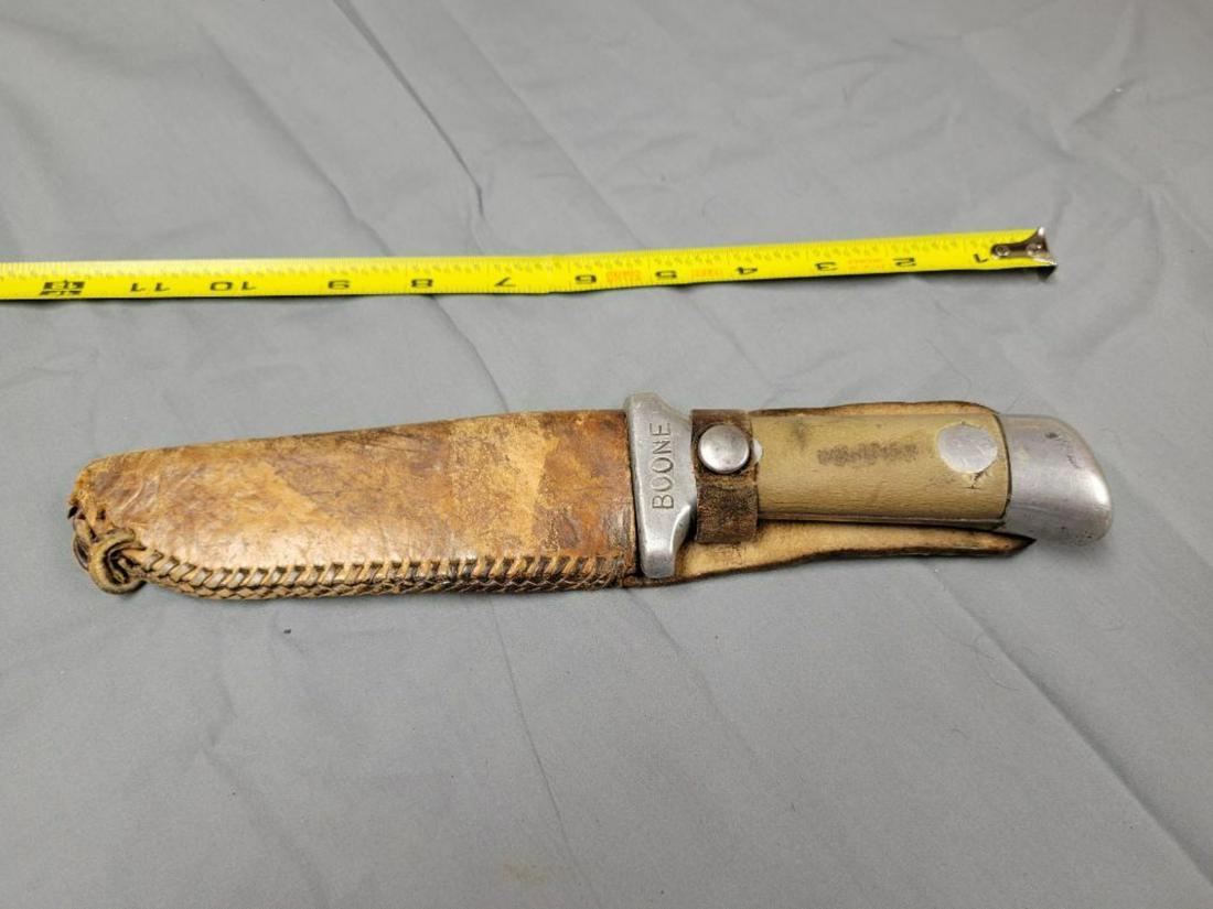 Boone Straight knife with custom leather sheath (1 of 5)