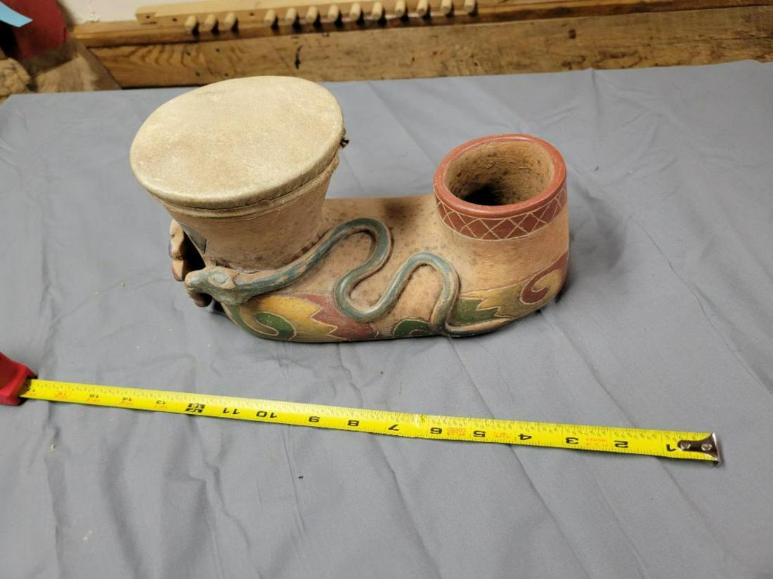 Southwestern Pottery Drum, snake design: .
