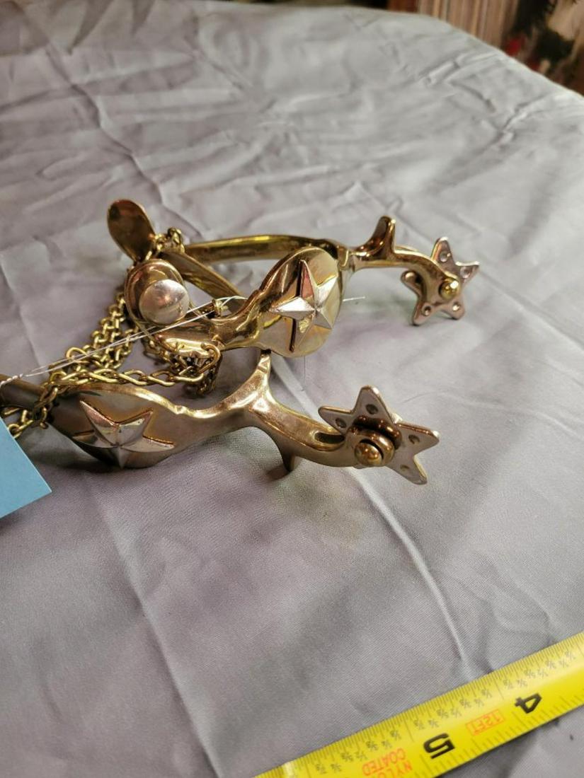 Pair of Brass Spurs with chain straps (1 of 3)