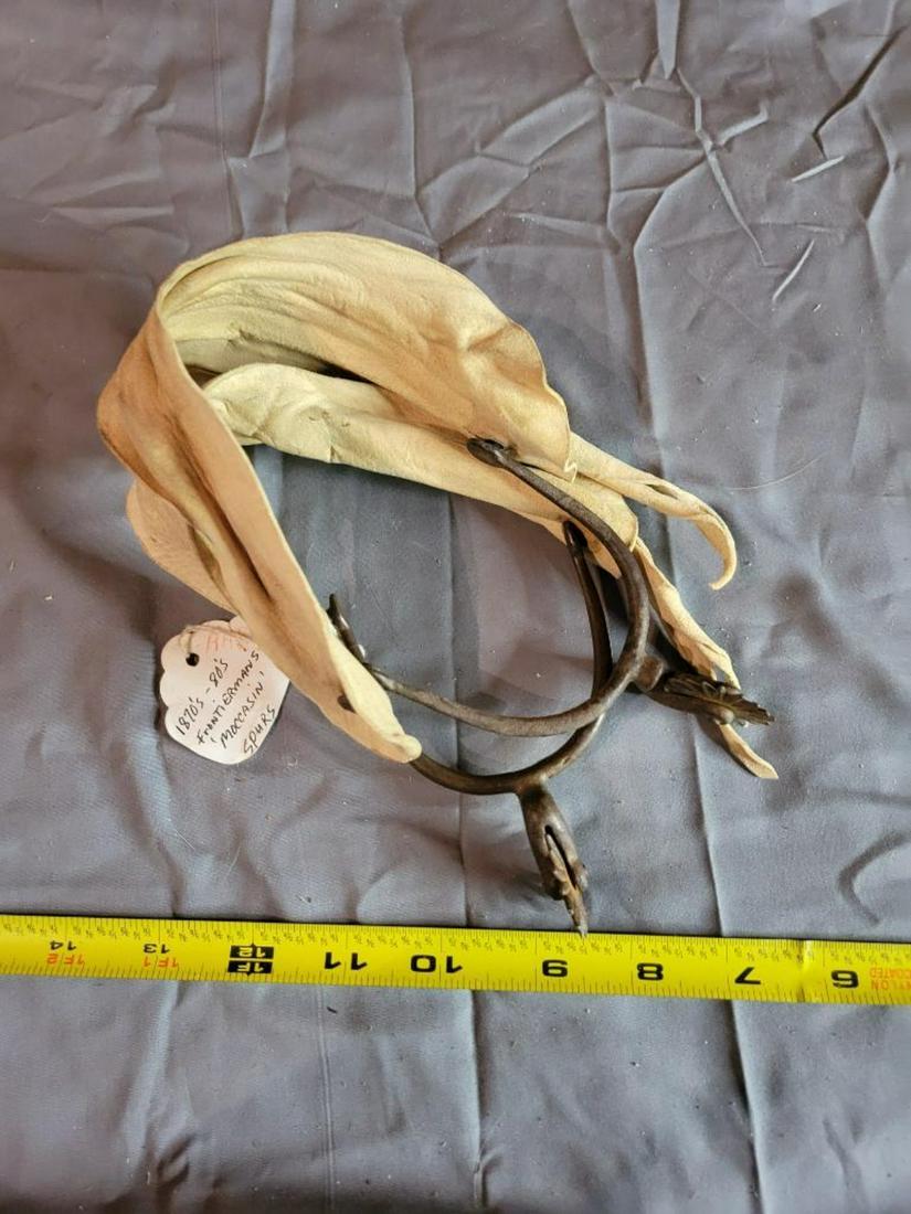 1870's- 80's Frontierman's Mocassin Spurs With Tanned Hide Straps (1 of 4)