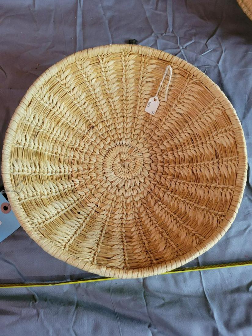 Hand Woven Apache Grass Harvest Basket, 12 inches across (1 of 3)