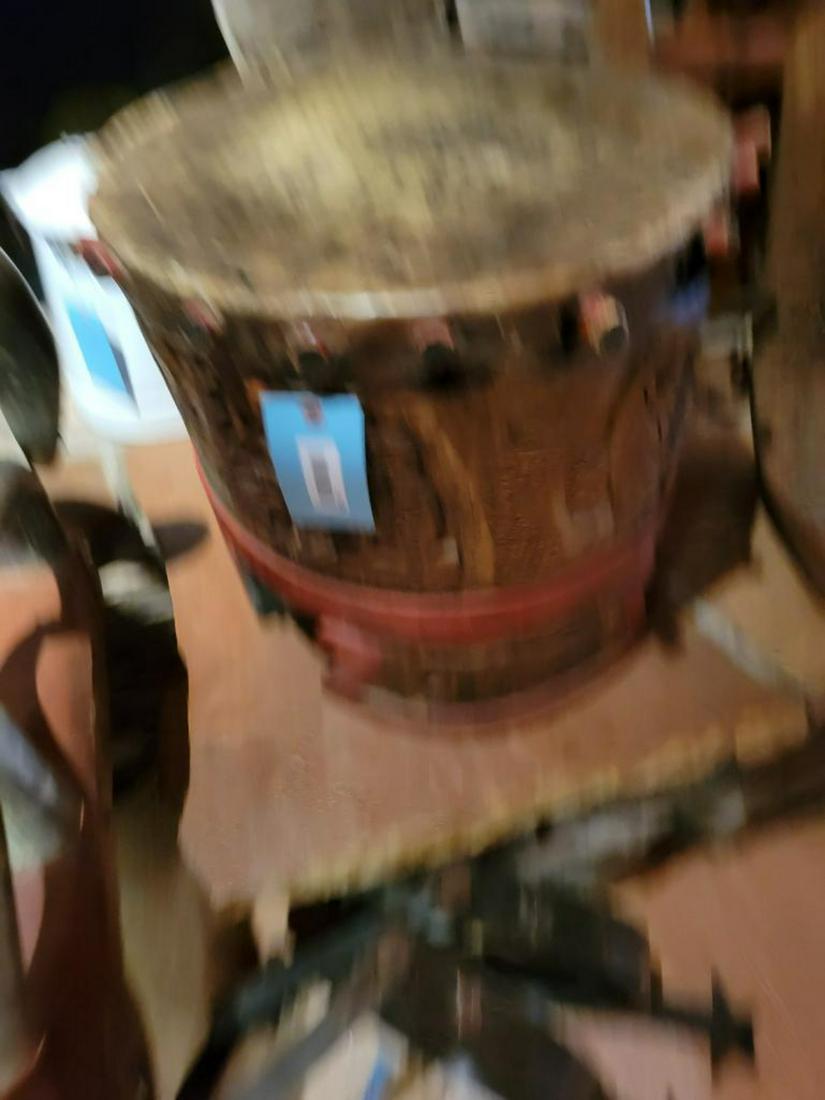 Vintage Mexican Wood Carved Drum with leather head: .