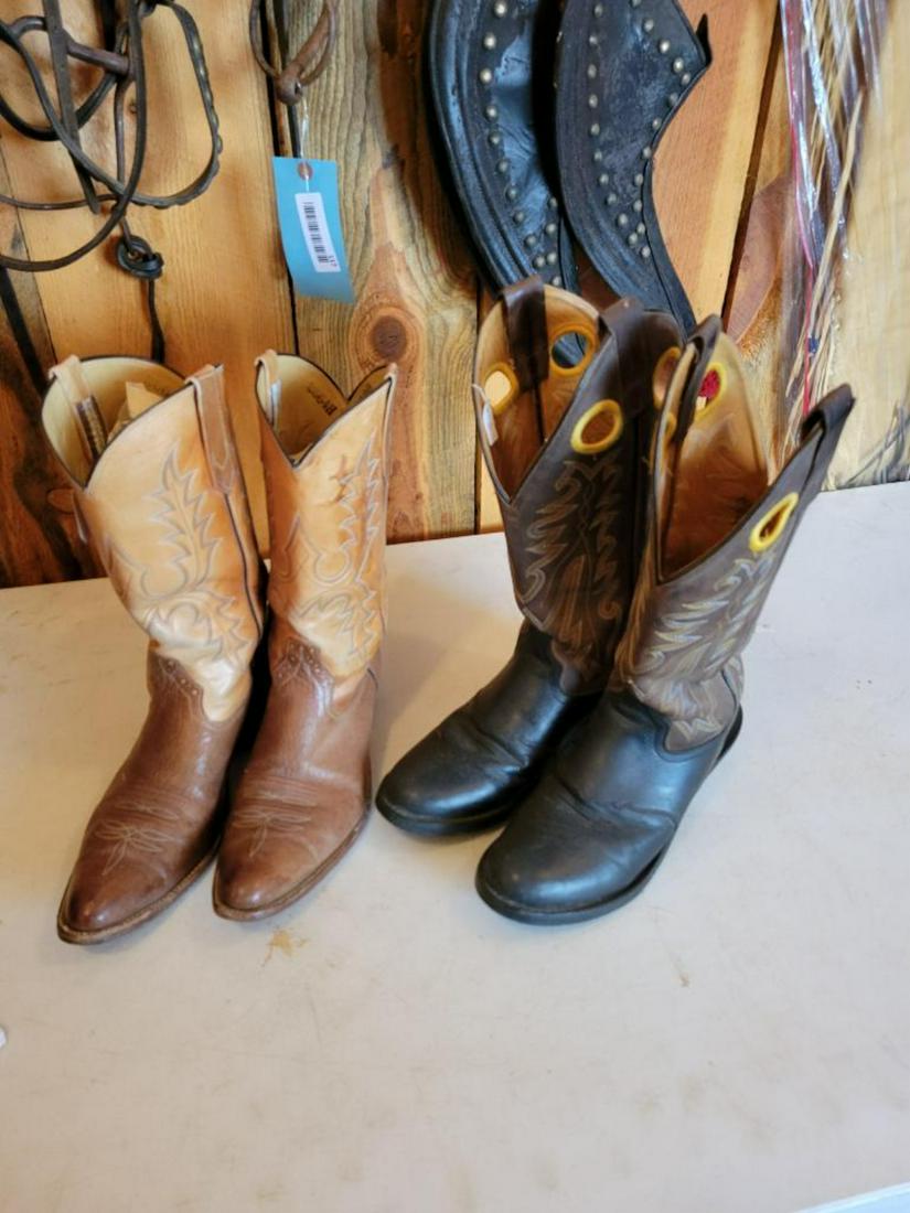 2 pair of cowboy boots, Old West size 10E and Rios of Mercedes 13D (1 of 9)