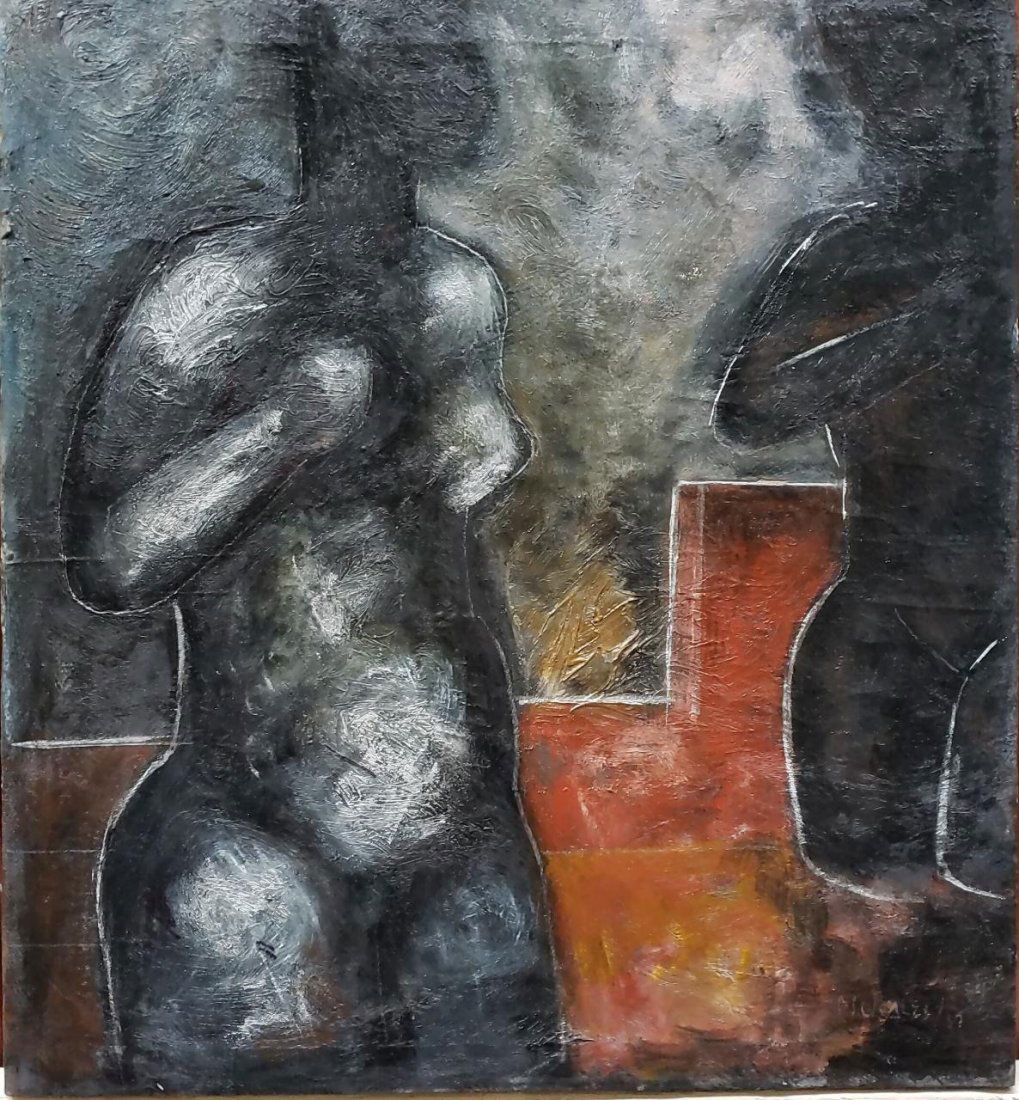 Nicaraguan Master Armando Morales - Oil Canvas "Nudes": A R M A N D O M O R A L E S - Oil canvas painting signed / Still Life Composition ( Attributed painting by master Nicaraguan.** Measures: Frame * 19 x 17.5 Inches. Estimated 2500 // Shipping to Worldw