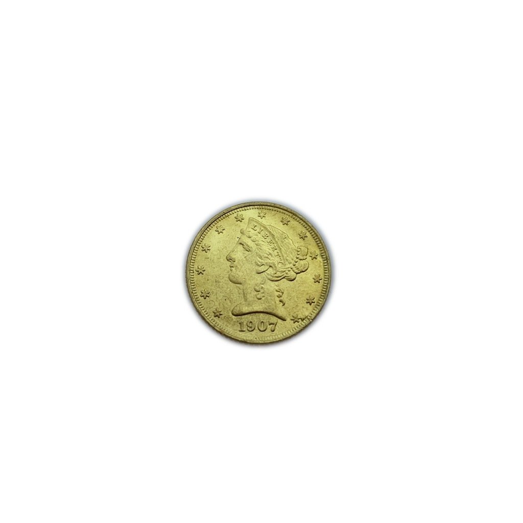 1907 GOLD FIVE DOLLAR COIN (1 of 2)