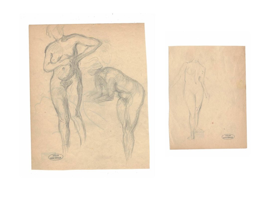 Andre Derain: Lot of 2 paintings , Pencil on paper, signed with the estate stamp 20*16CM.16*12CM