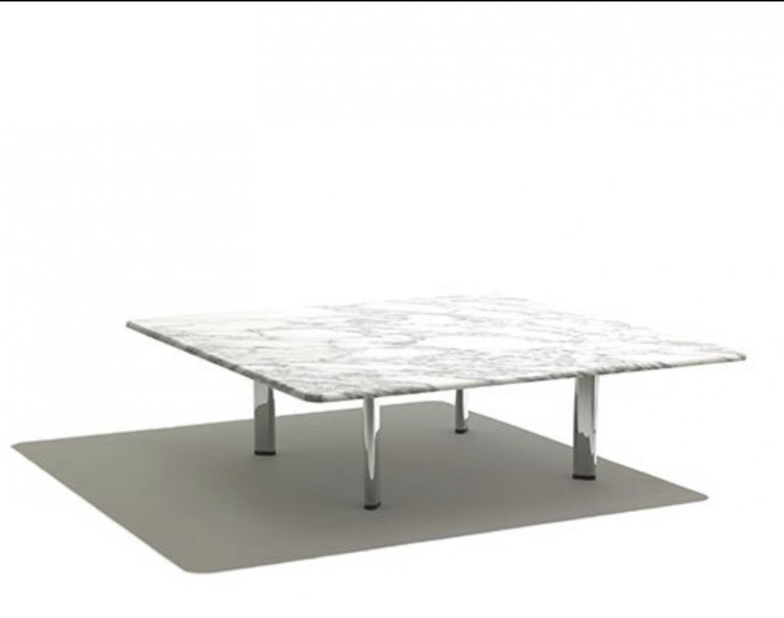 The Low Table by Joseph Paul D’ Urso for Knoll Studios: The low table by Joseph Paul D’ Urso for Knoll Studios, dated 1980. This is one of those design moments that makes us swoon! The square Carrera marble top over polished chrome legs to original caste