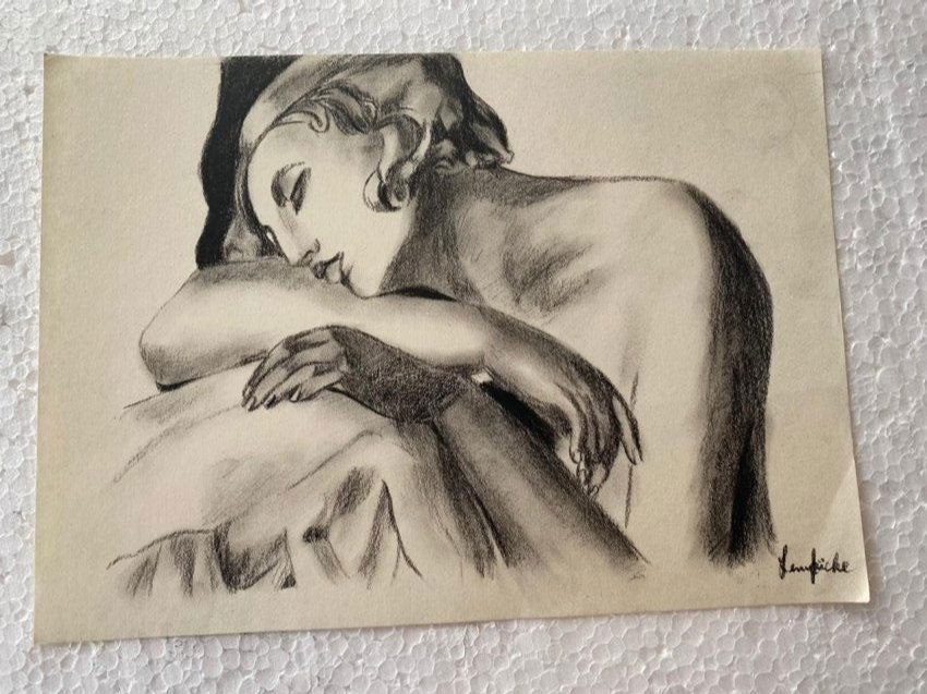 Signed and Sealed Tamara de Lempicka Charcoal Drawing: Signed and Sealed Tamara de Lempicka Charcoal Drawing on Paper. verso stamp inscribed "Hammer Galleries New York" Aprox size 9" x 12" Inches aprox. This item has limited provenance, it doesnt have any