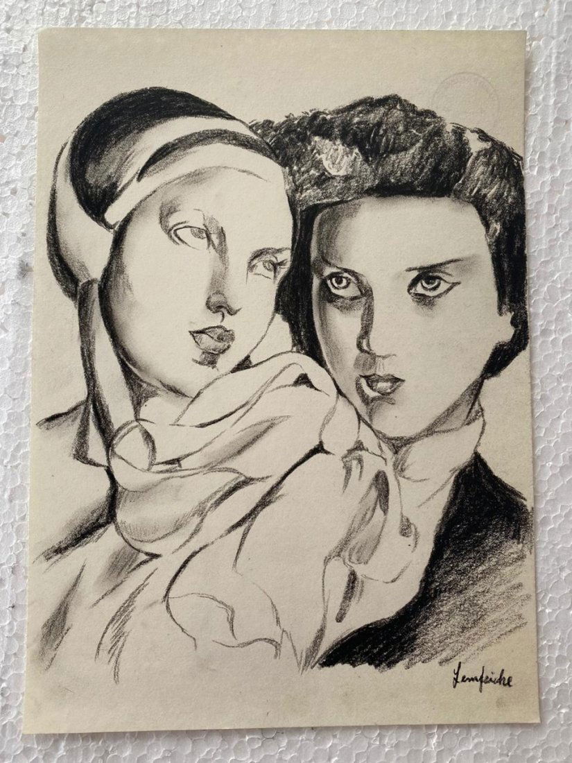 Signed and Sealed Tamara de Lempicka Charcoal Drawing: Signed and Sealed Tamara de Lempicka Charcoal Drawing on Paper. verso stamp inscribed "Hammer Galleries New York" Aprox size 9" x 12" Inches aprox. This item has limited provenance, it doesnt have any