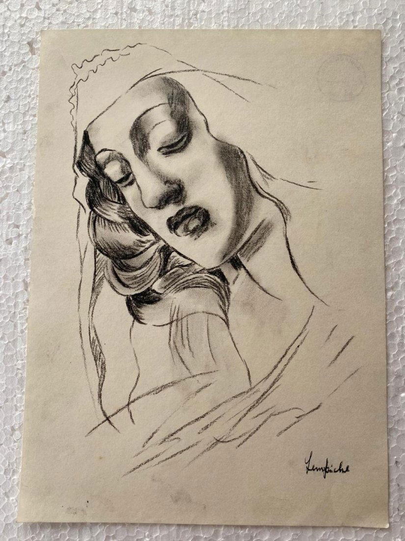 Signed and Sealed Tamara de Lempicka Charcoal Drawing: Signed and Sealed Tamara de Lempicka Charcoal Drawing on Paper. verso stamp inscribed "Hammer Galleries New York" Aprox size 9" x 12" Inches aprox. This item has limited provenance, it doesnt have any
