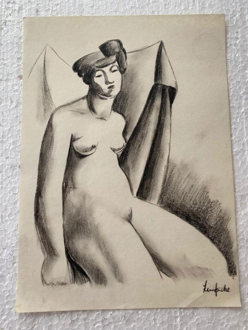 Signed and Sealed Tamara de Lempicka Charcoal Drawing: Signed and Sealed Tamara de Lempicka Charcoal Drawing on Paper. verso stamp inscribed "Hammer Galleries New York" Aprox size 9" x 12" Inches aprox. This item has limited provenance, it doesnt have any