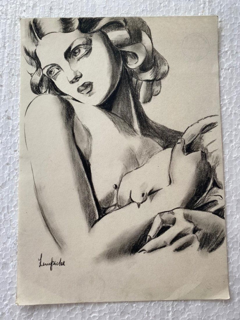Signed and Sealed Tamara de Lempicka Charcoal Drawing: Signed and Sealed Tamara de Lempicka Charcoal Drawing on Paper. verso stamp inscribed "Hammer Galleries New York" Aprox size 9" x 12" Inches aprox. This item has limited provenance, it doesnt have any