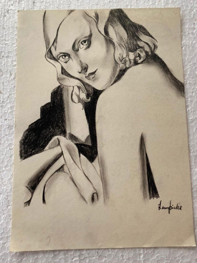 Signed and Sealed Tamara de Lempicka Charcoal Drawing: Signed and Sealed Tamara de Lempicka Charcoal Drawing on Paper. verso stamp inscribed "Hammer Galleries New York" Aprox size 9" x 12" Inches aprox. This item has limited provenance, it doesnt have any