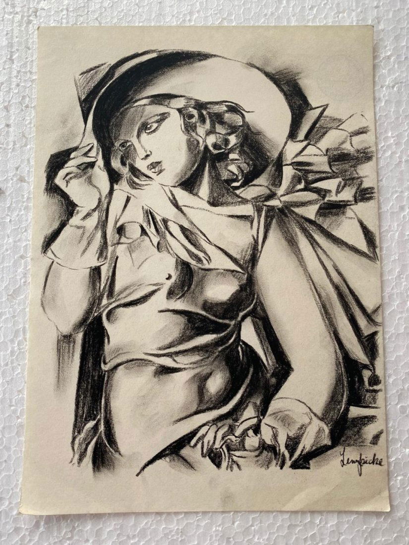 Signed and Sealed Tamara de Lempicka Charcoal Drawing: Signed and Sealed Tamara de Lempicka Charcoal Drawing on Paper. verso stamp inscribed "Hammer Galleries New York" Aprox size 9" x 12" Inches aprox. This item has limited provenance, it doesnt have any