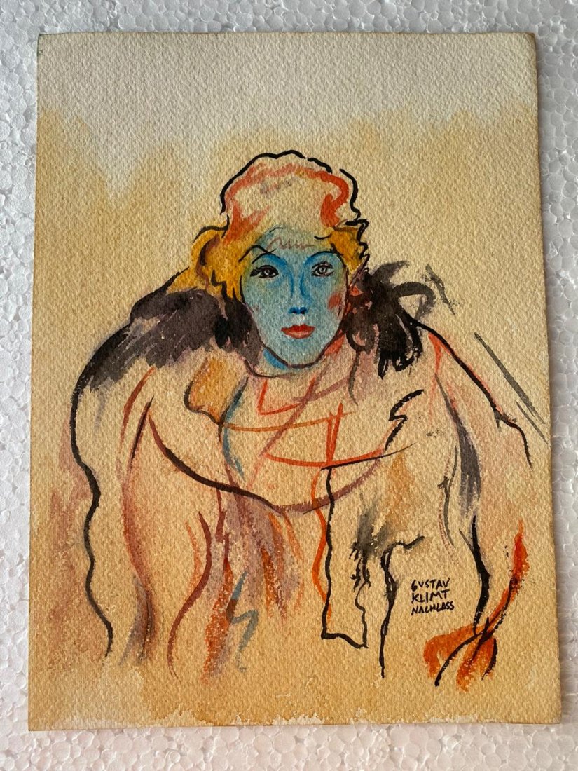 Signed and Sealed Gustav Klimt Mixed Media on Paper: Signed and Sealed Gustav Klimt Mixed Media on Paper on verso stamp. Aprox size 29.5cm x 21.1cm. This item has limited provenance, it doesnt have any documentation or cerfication, Sold "as is" to the m