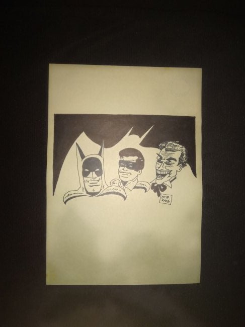 Signed and Sealed Bob Kane Ink Drawing on paper (1 of 2)