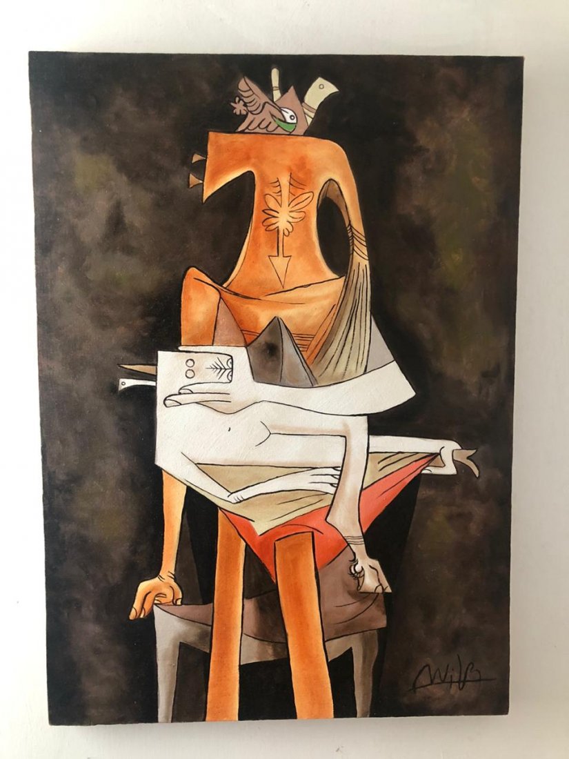 Wifredo Lam Painting Oil On Canvas Signed and Sealed (1 of 9)