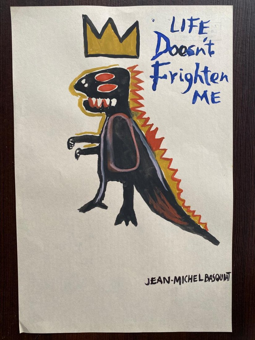 Jean-Michel Basquiat Mixed Media Drawing on Paper (1 of 2)