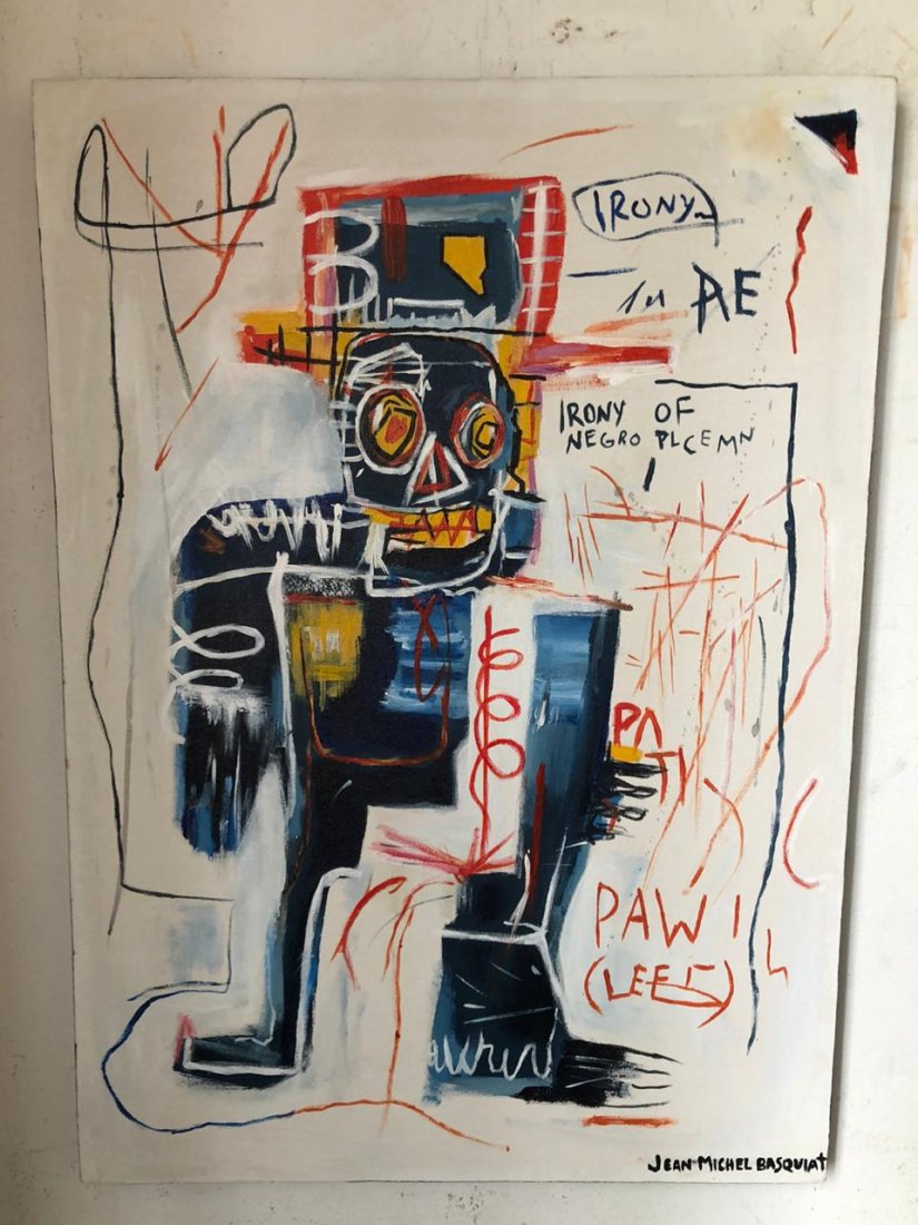 Jean-Michel Basquiat Painting Oil On Canvas Signed (1 of 8)