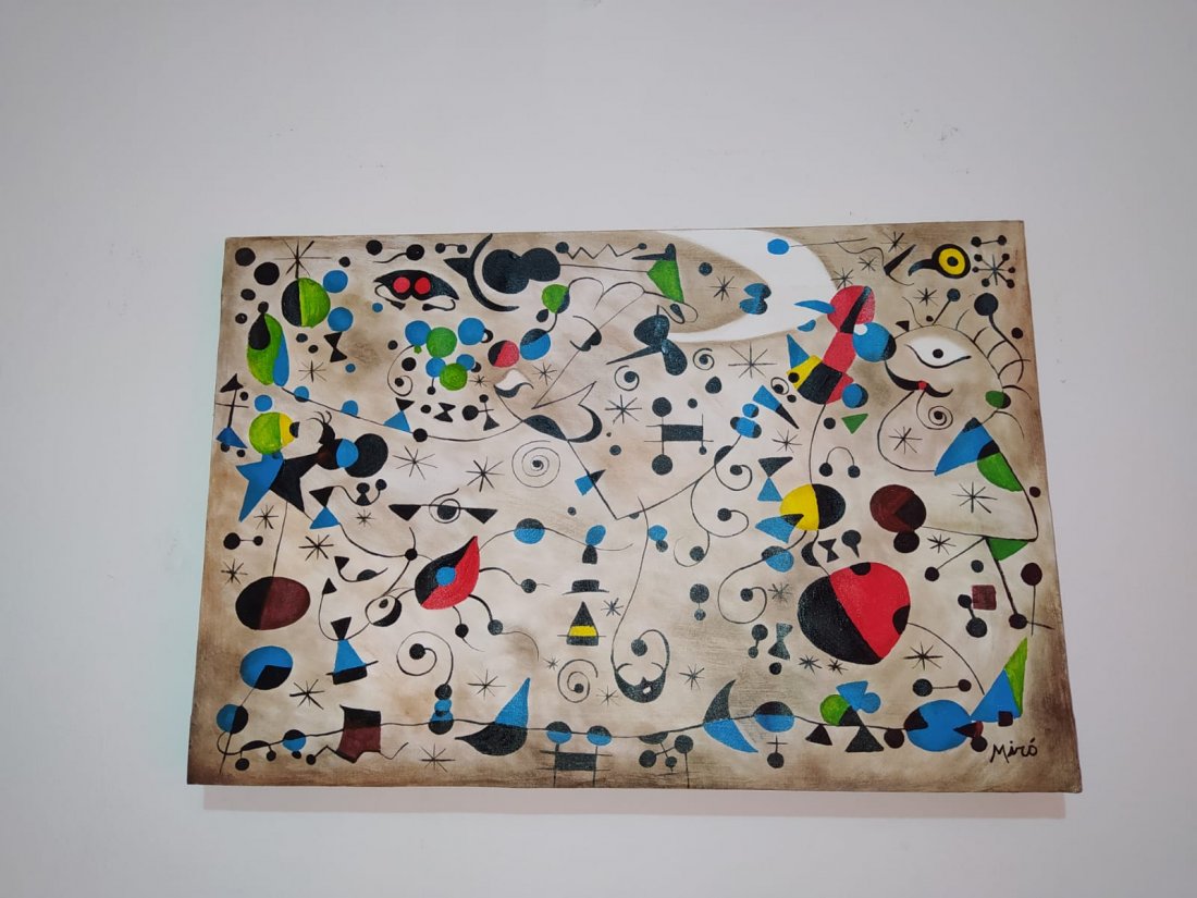 In the Style of Joan Miro Painting Oil On Canvas (1 of 5)